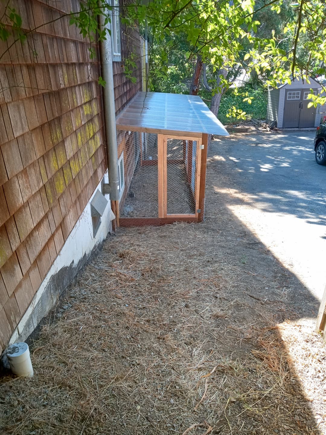 picture of a newly installed chicken coop